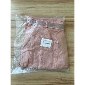 ANTHROPOLOGIE The Wanderer Utility blush pink belted straight ankle pants 28 New